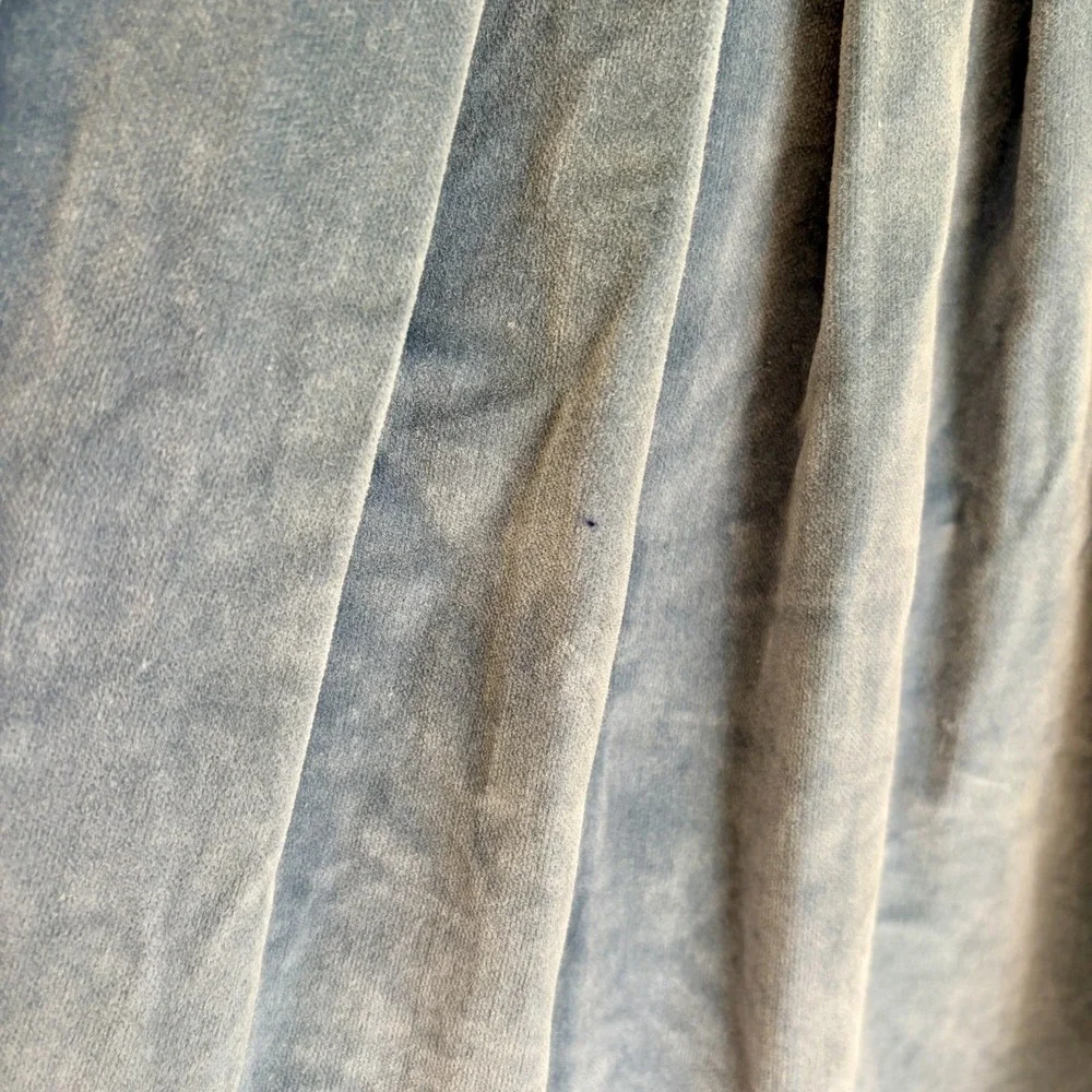 Vintage Girls Blue Velvet Dress Size 6X Embroidery Peter Pan Collar USA